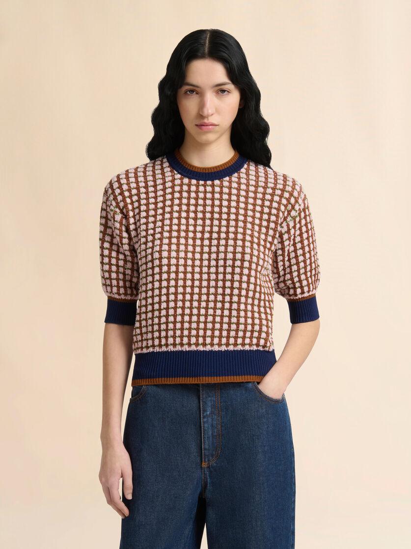 Stutterheim X Marni Pink And Brown Bouclé Tweed-effect Sweater