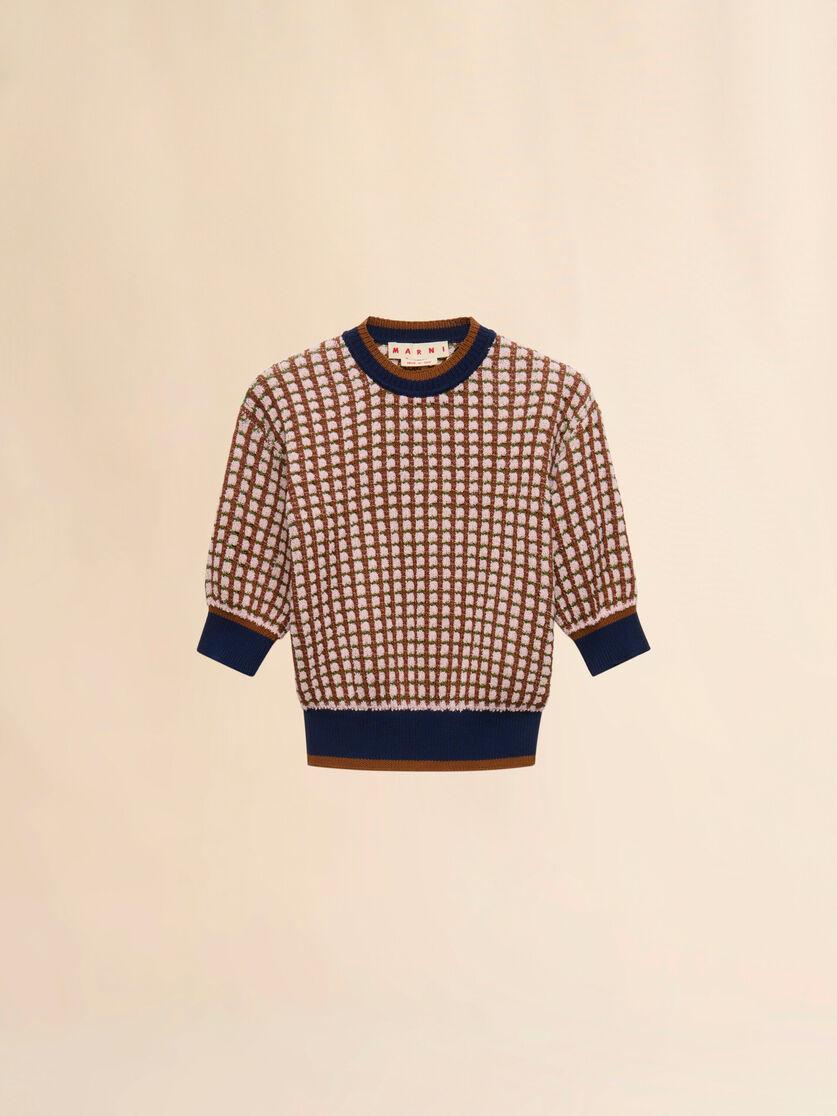 stutterheim x marni Pink and brown bouclé tweed-effect sweater