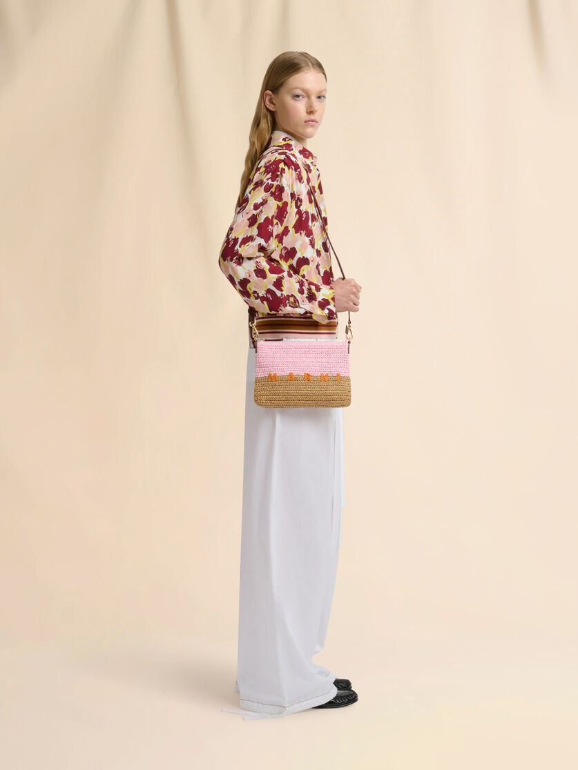 Stutterheim X Marni Pink And Brown Paper Raffia Seaside Pouch