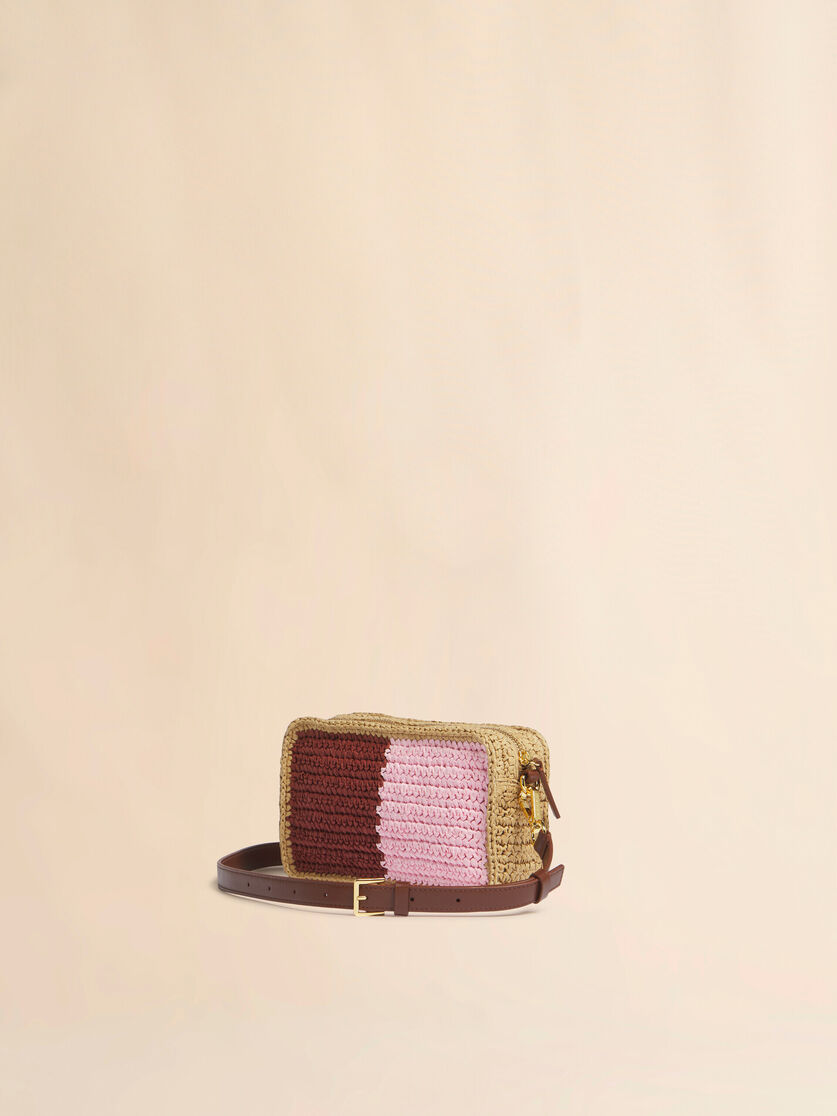 Stutterheim X Marni Pink And Burgundy Paper Raffia Seaside Camera Bag