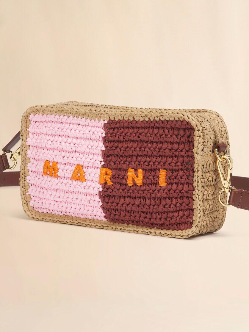 Stutterheim X Marni Pink And Burgundy Paper Raffia Seaside Camera Bag