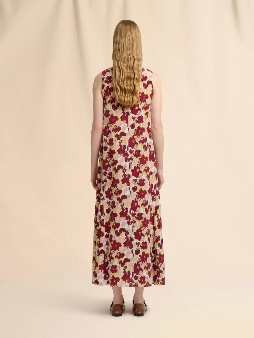 Stutterheim X Marni Pink And Burgundy Silk Maxi Dress With Secret Bouquet Print