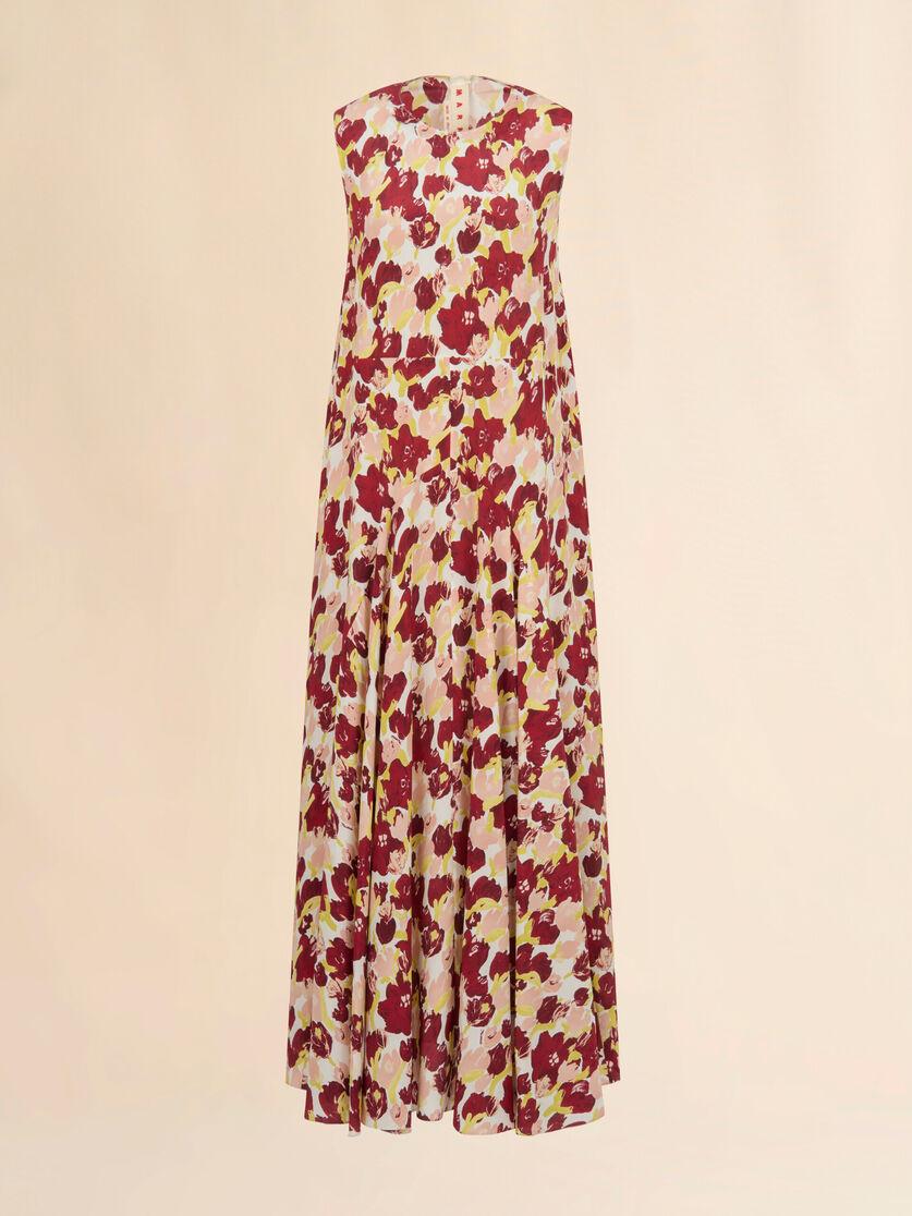 stutterheim x marni Pink and burgundy silk maxi dress with Secret Bouquet print