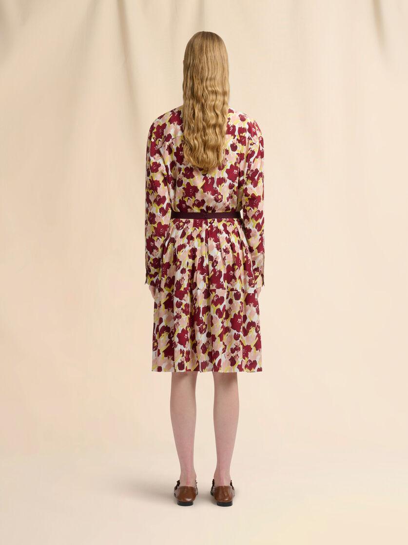 Stutterheim X Marni Pink And Burgundy Silk Pleated Skirt With Secret Bouquet Print
