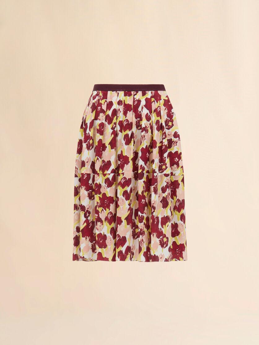 stutterheim x marni Pink and burgundy silk pleated skirt with Secret Bouquet print
