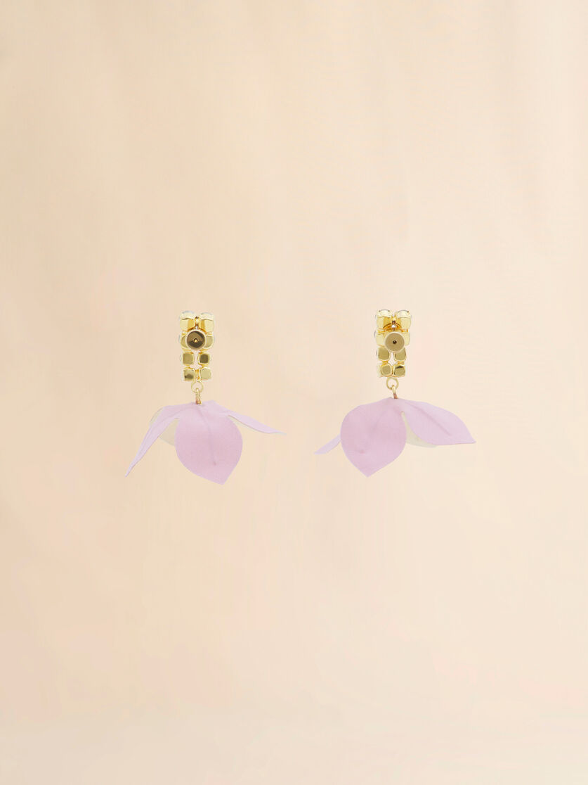 Stutterheim X Marni Pink And Cream Poplin Flower And Rhinestone Earrings