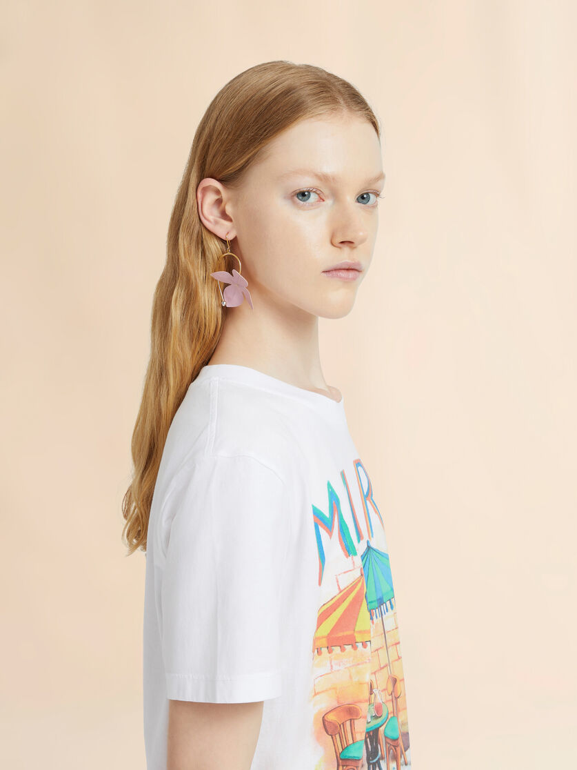 Stutterheim X Marni Pink And Cream Poplin Flower Hook Earrings