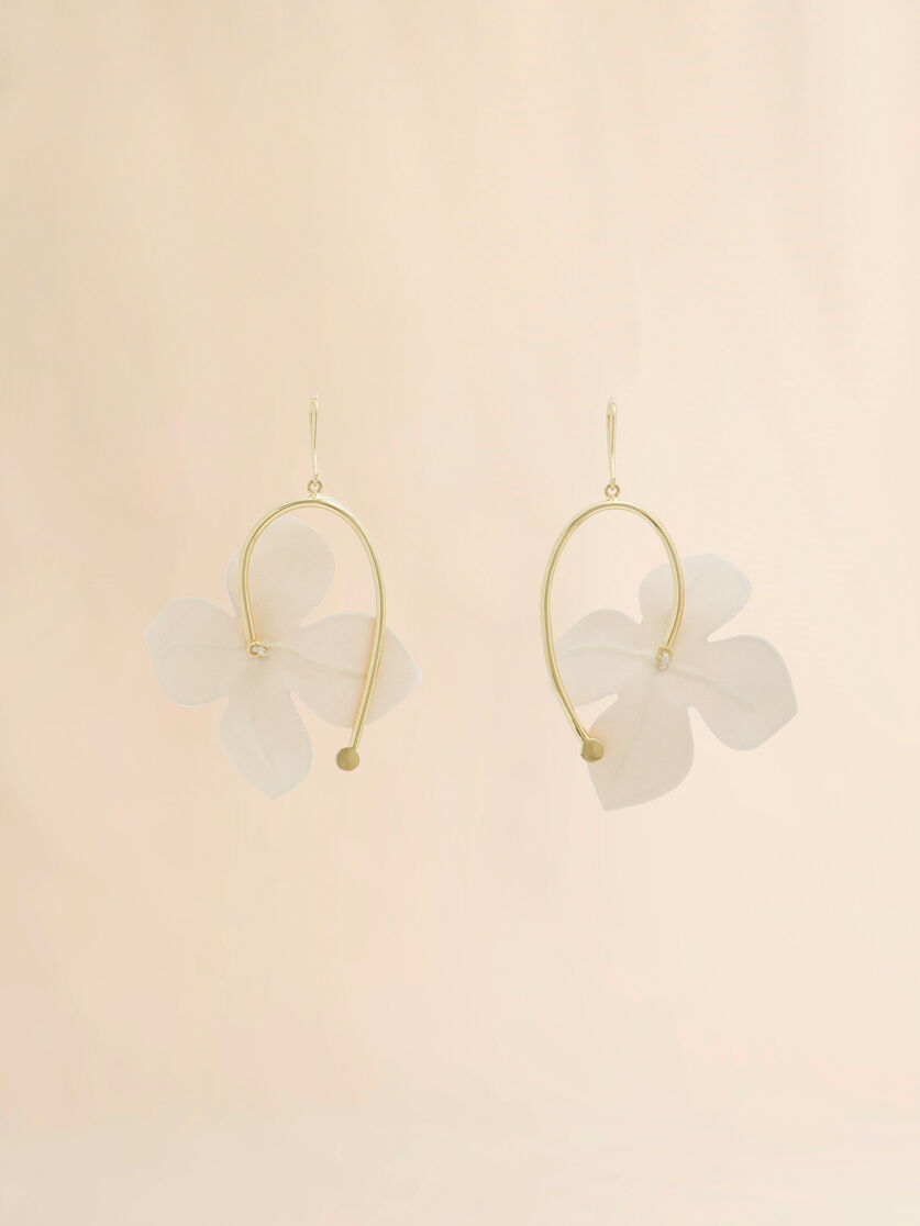 Stutterheim X Marni Pink And Cream Poplin Flower Hook Earrings