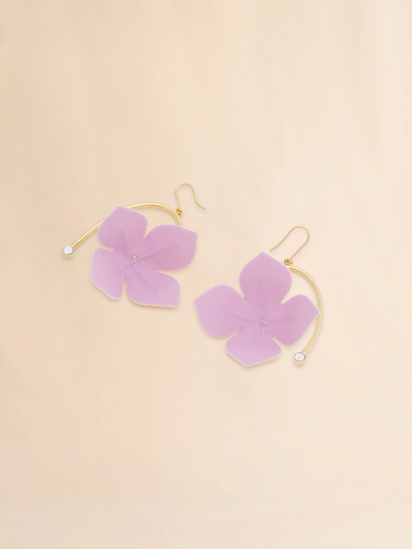 Stutterheim X Marni Pink And Cream Poplin Flower Hook Earrings