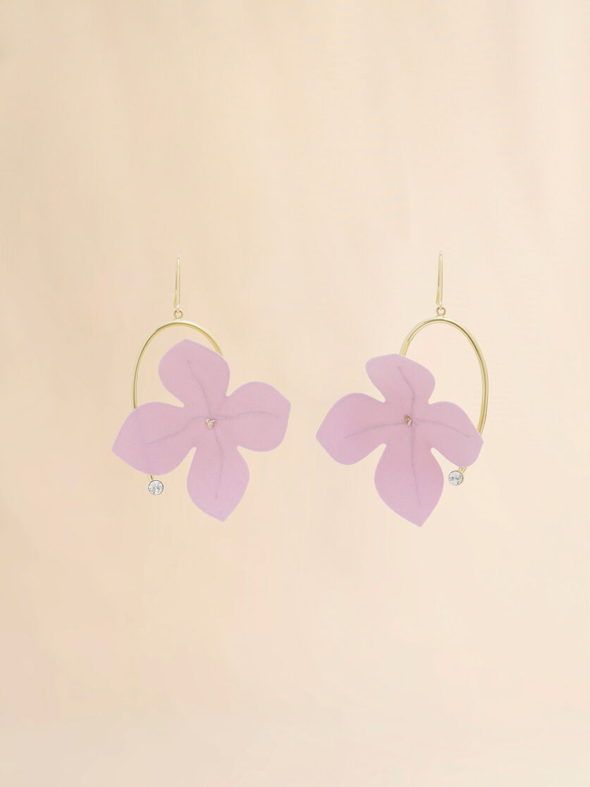 stutterheim x marni Pink and cream poplin flower hook earrings