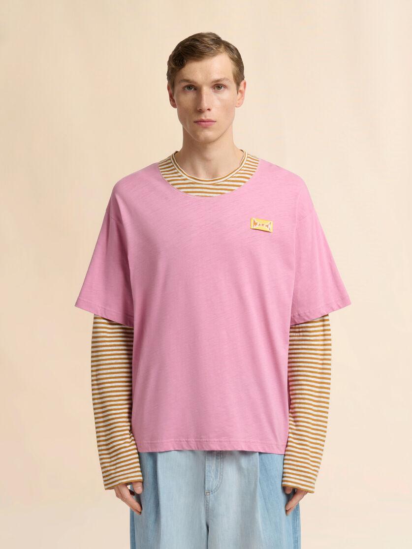 Stutterheim X Marni Pink And Mustard Layered Cotton T-shirt