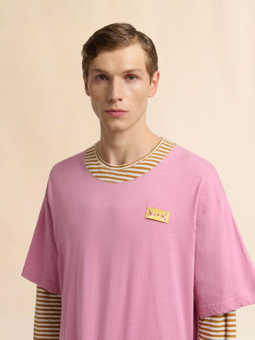 Stutterheim X Marni Pink And Mustard Layered Cotton T-shirt