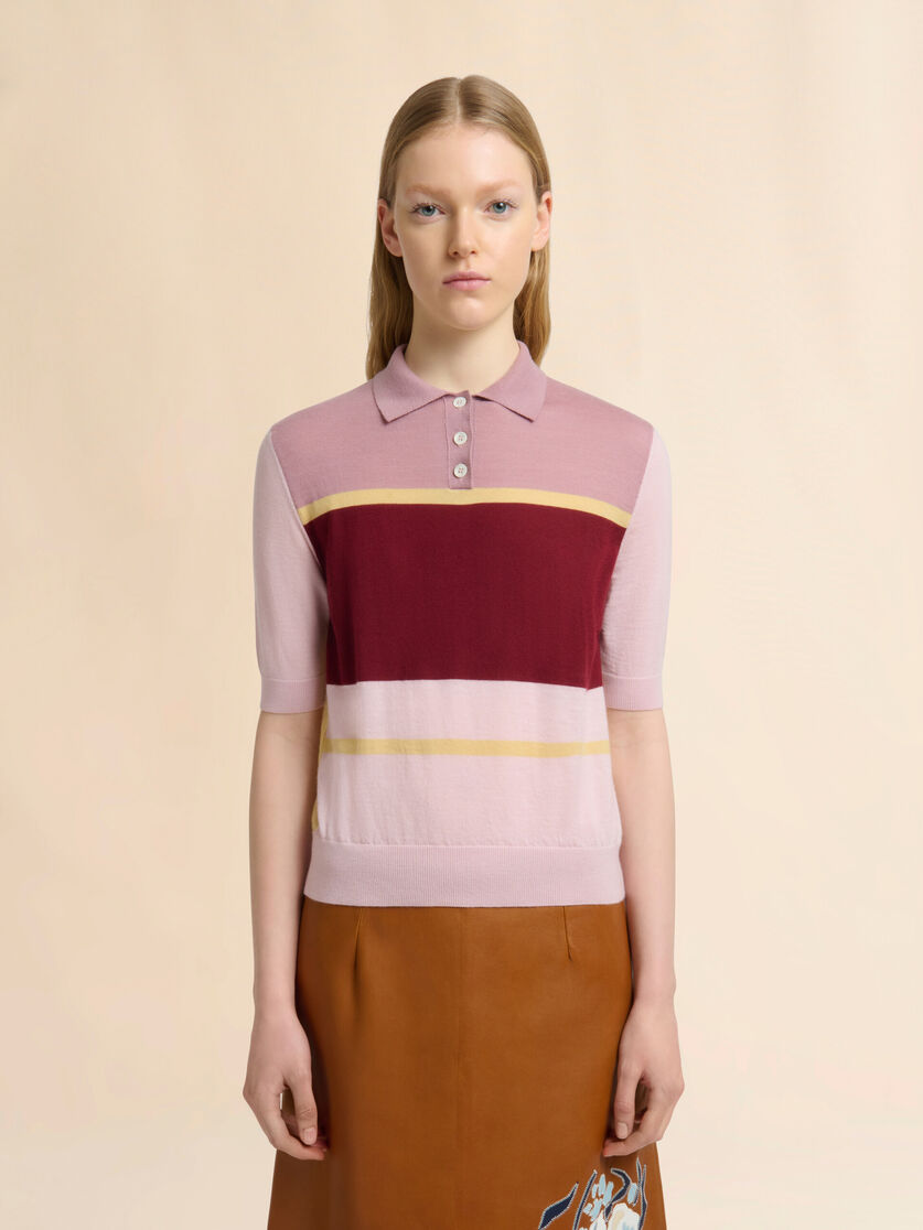 Stutterheim X Marni Pink Colour-block Wool-silk Polo Shirt
