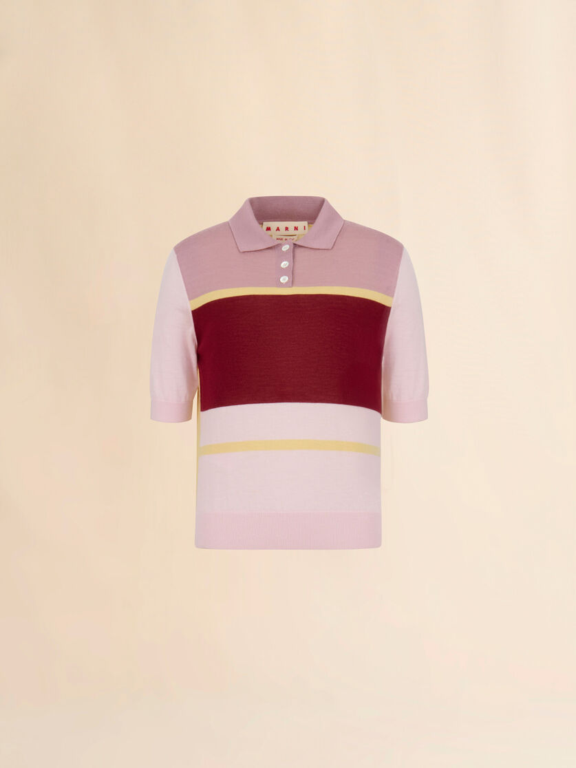 stutterheim x marni Pink colour-block wool-silk polo shirt