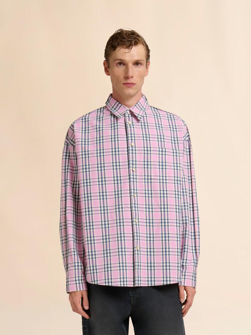Stutterheim X Marni Pink Compact Cotton Shirt With Checked Pattern
