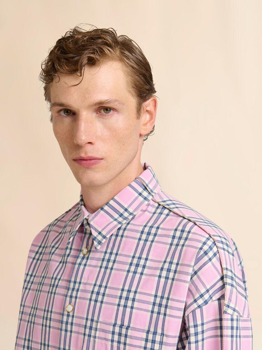 Stutterheim X Marni Pink Compact Cotton Shirt With Checked Pattern