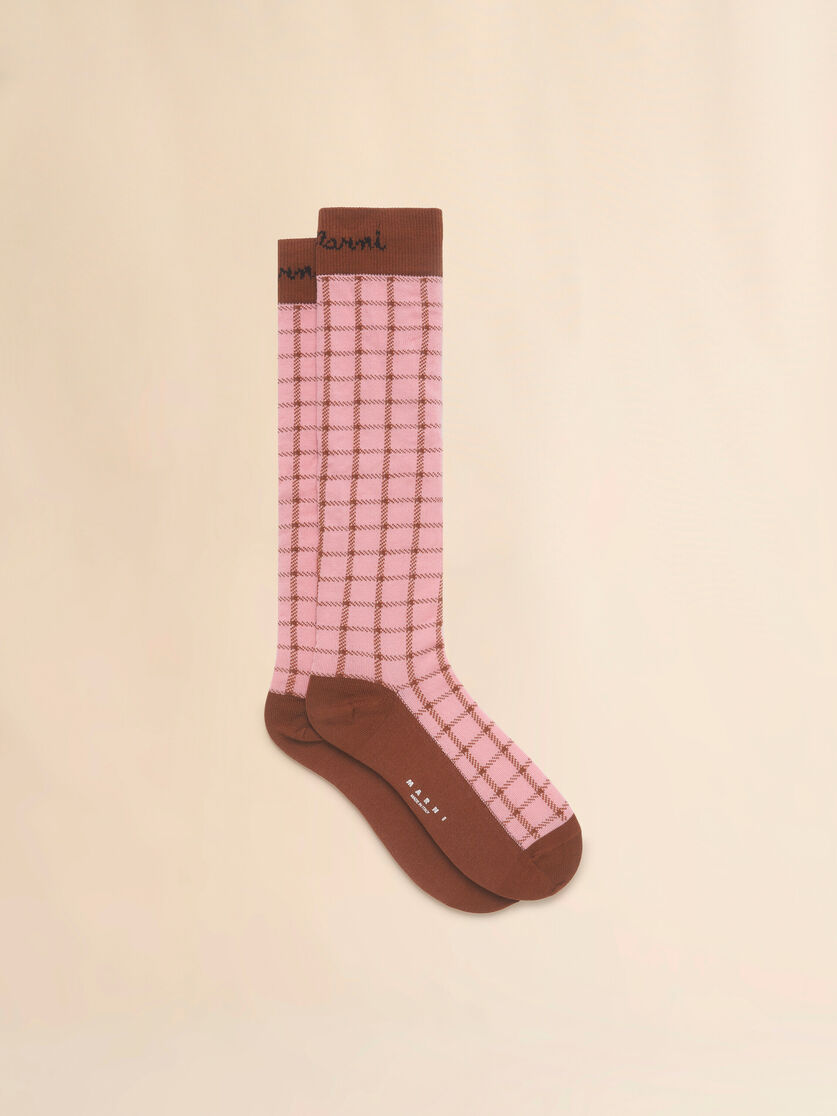 stutterheim x marni Pink cotton socks with jacquard check