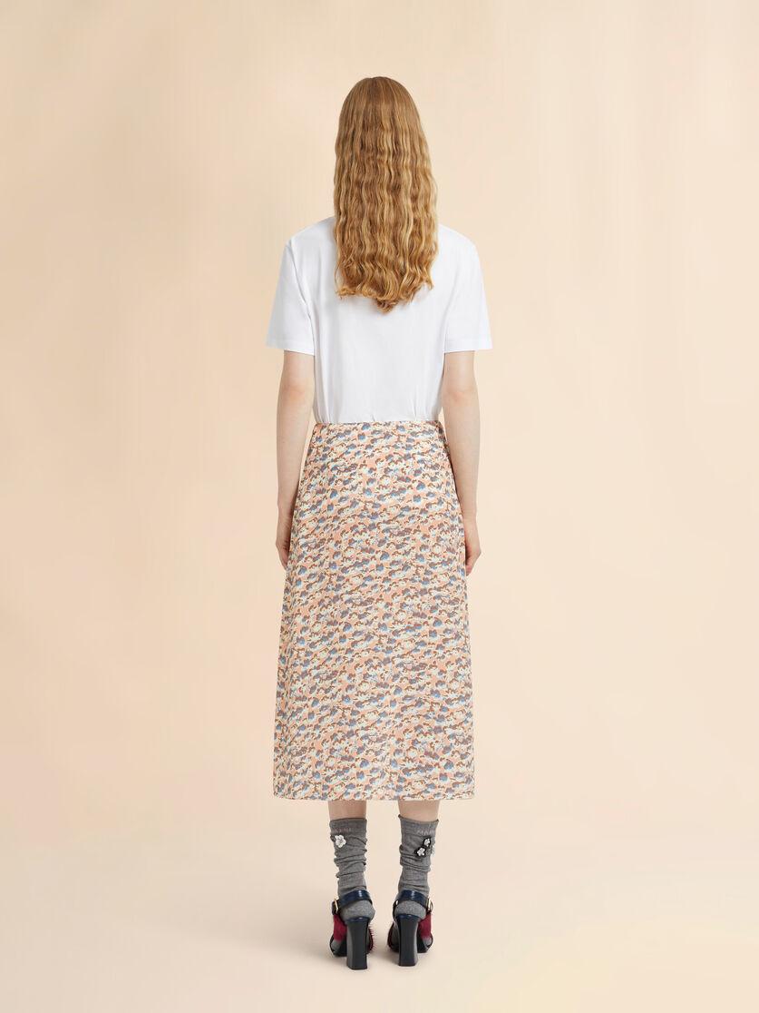 Stutterheim X Marni Pink Crêpe De Chine Fluid Skirt With Anemones Print
