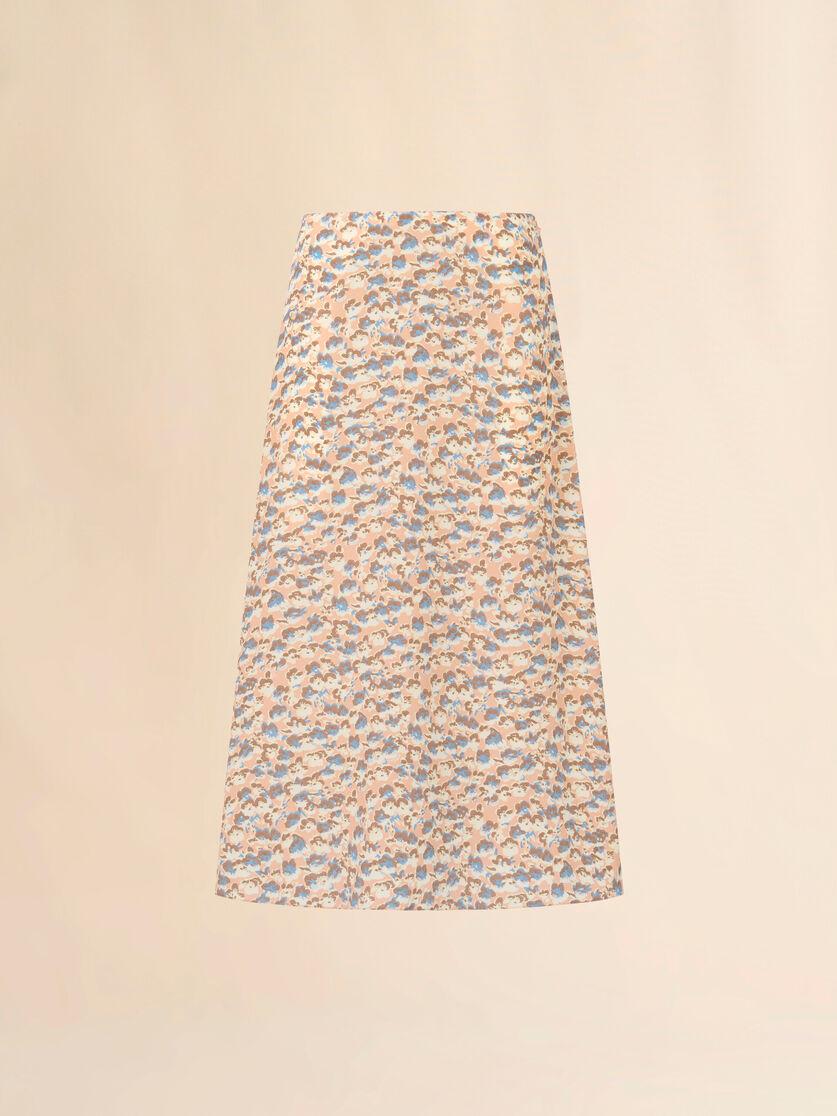 stutterheim x marni Pink crêpe de chine fluid skirt with Anemones print