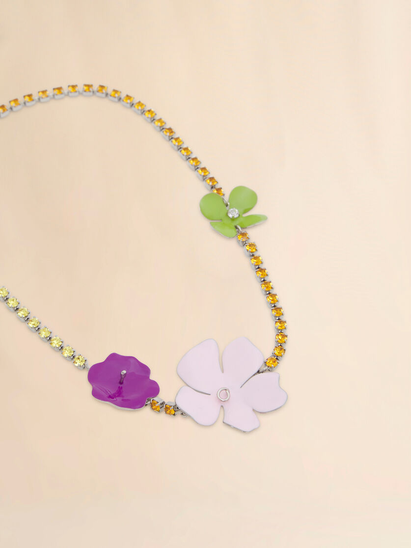 Stutterheim X Marni Pink Enamel Flower Rhinestone Necklace