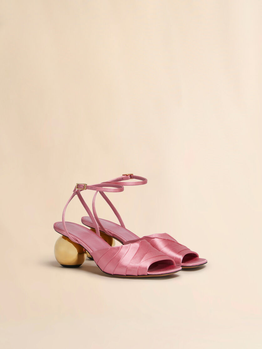 Stutterheim X Marni Pink Folded Satin Sandal With Spherical Heel