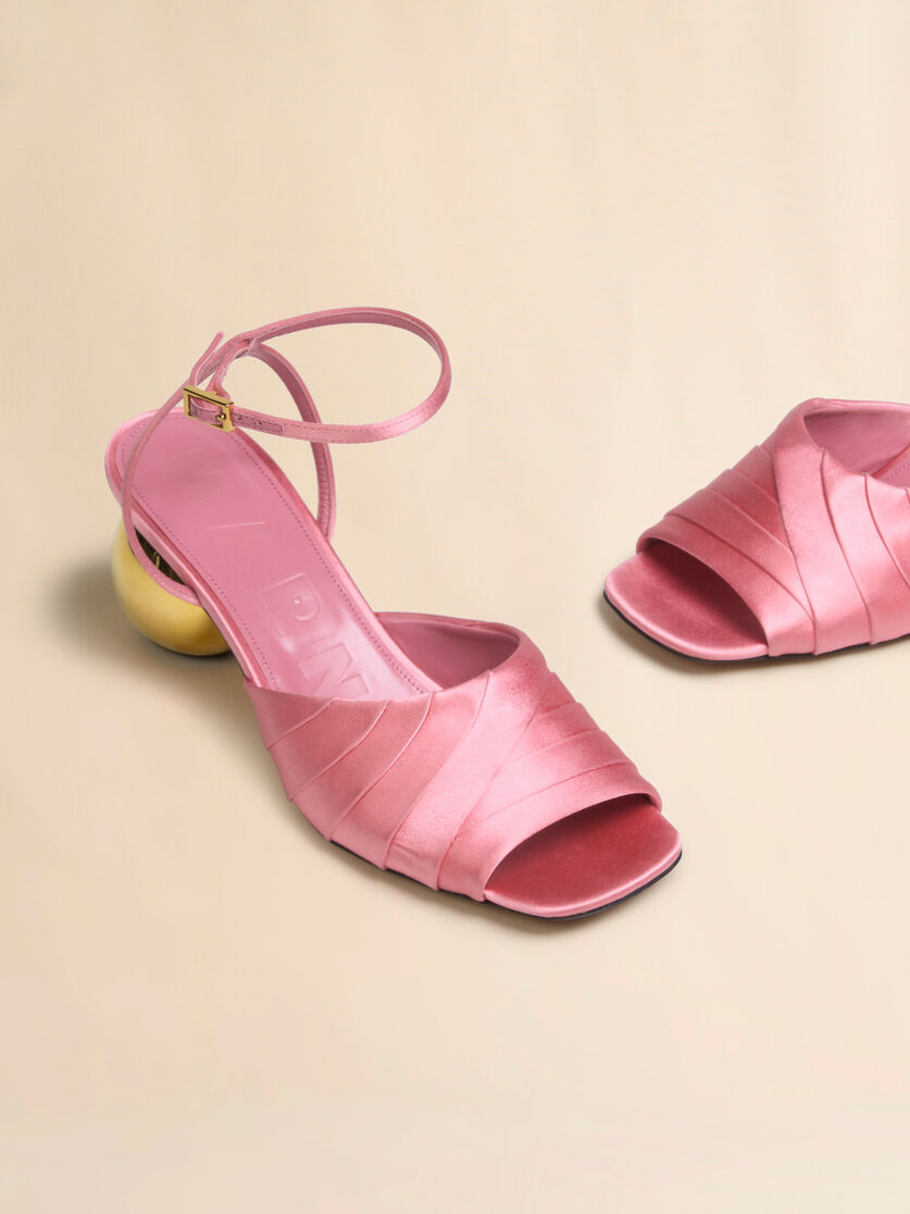 Stutterheim X Marni Pink Folded Satin Sandal With Spherical Heel