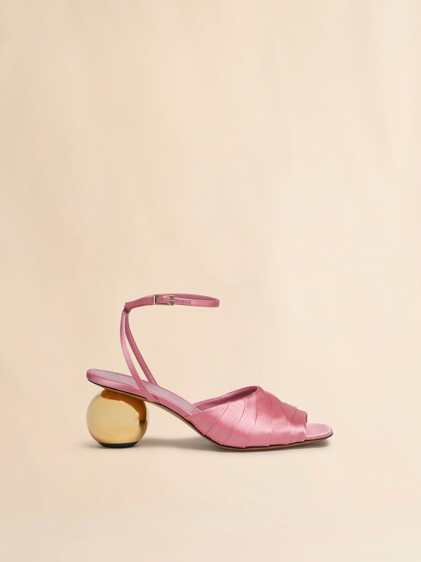 stutterheim x marni Pink folded satin sandal with spherical heel