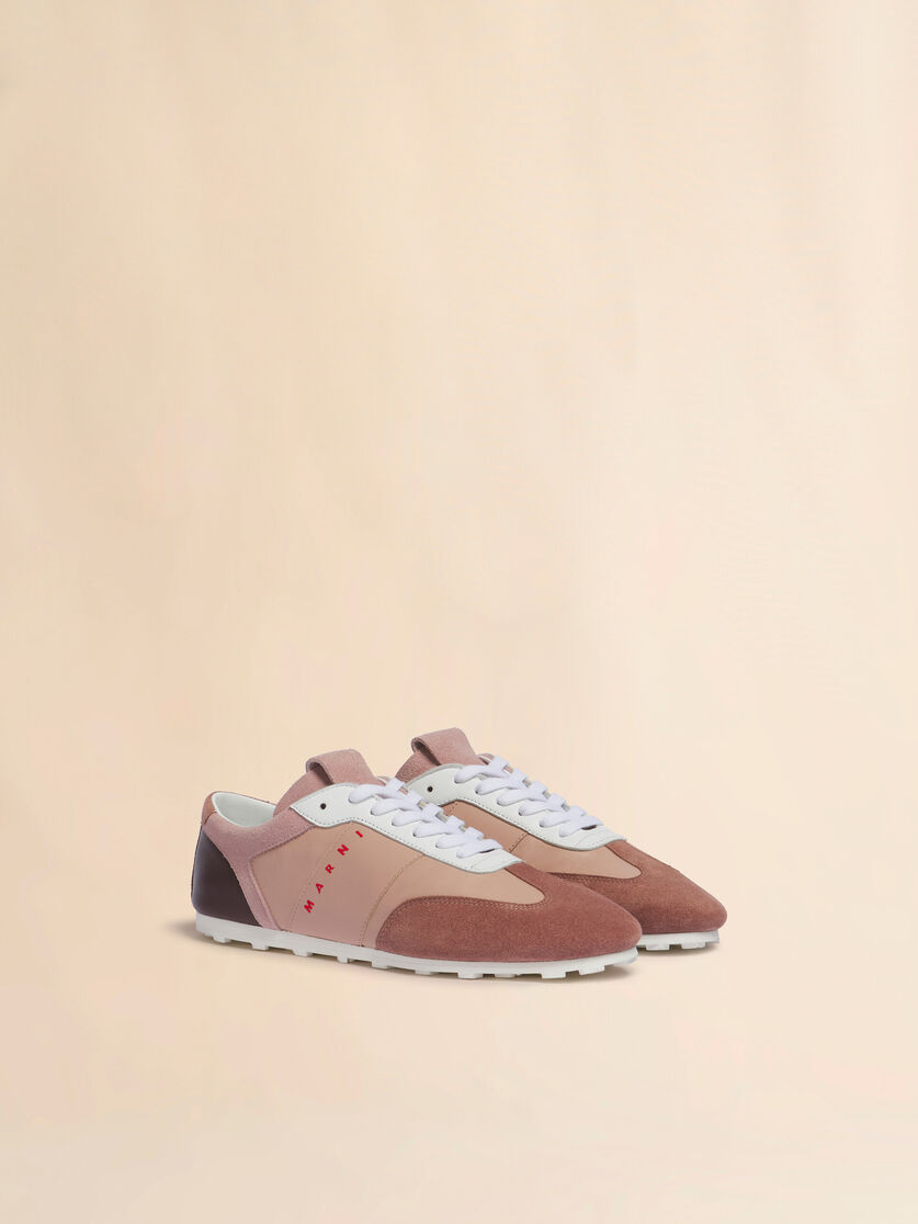 Stutterheim X Marni Pink Leather And Suede Softy Soccer Sneaker