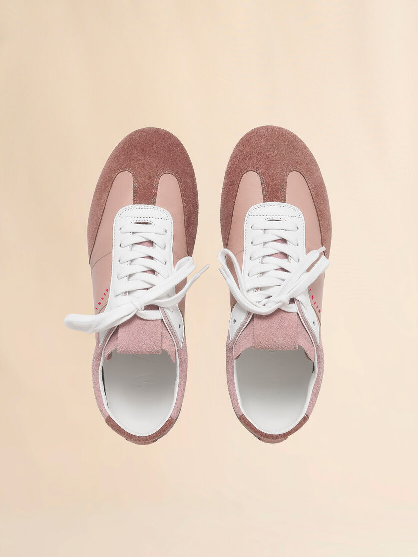 Stutterheim X Marni Pink Leather And Suede Softy Soccer Sneaker