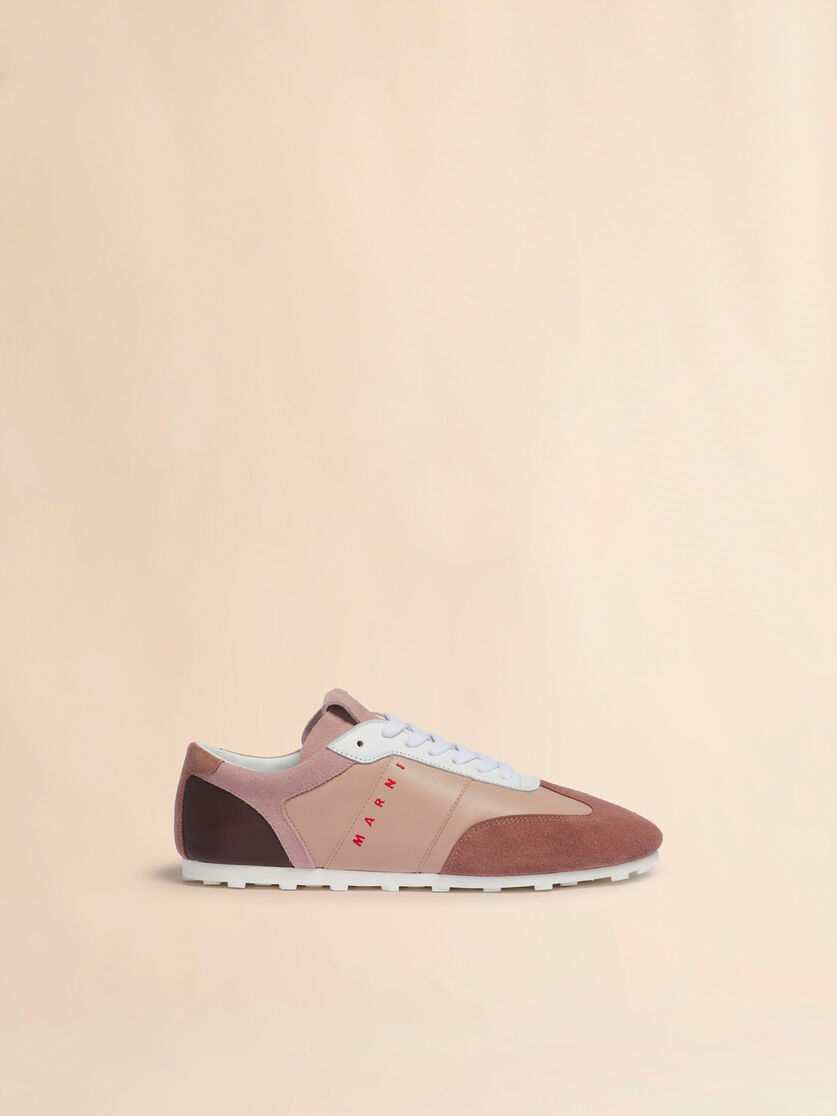 stutterheim x marni Pink leather and suede Softy Soccer sneaker