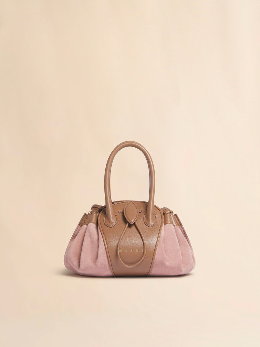 stutterheim x marni Pink leather and suede Tulipea small handbag