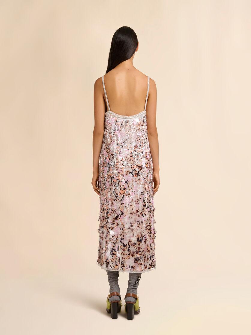 Stutterheim X Marni Pink Mesh Midi Dress With Mixed Sequins