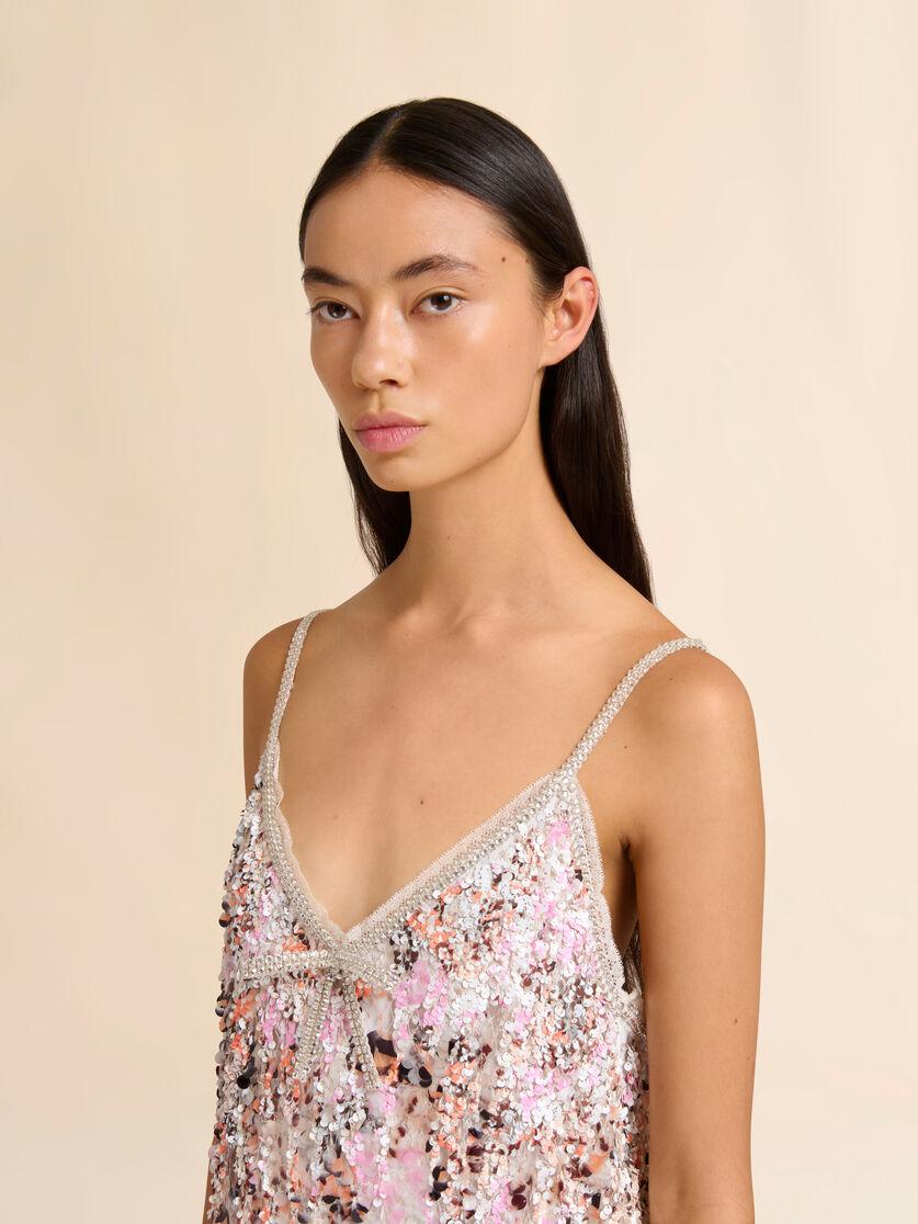 Stutterheim X Marni Pink Mesh Midi Dress With Mixed Sequins