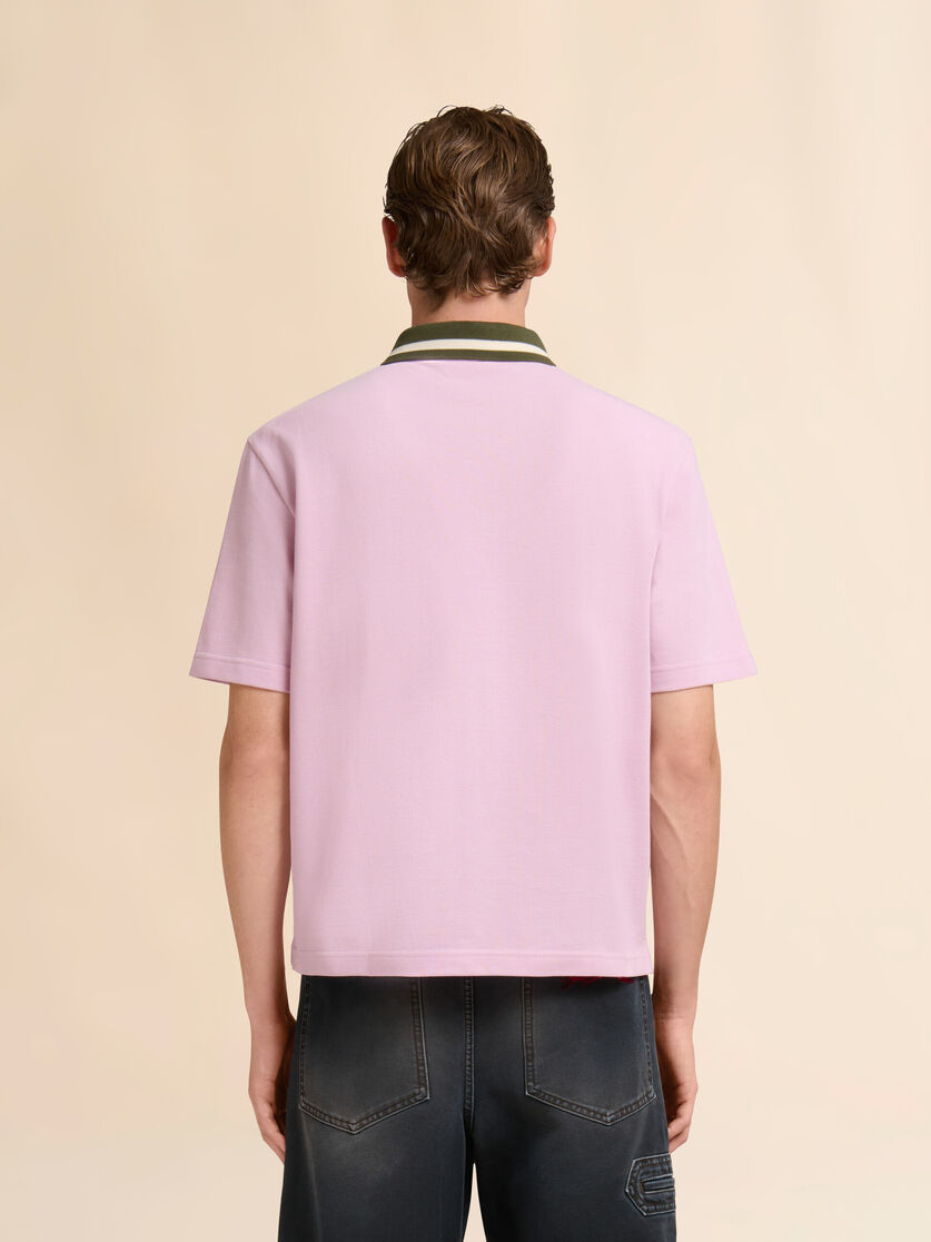 Stutterheim X Marni Pink Piqué Polo Shirt With Striped Collar
