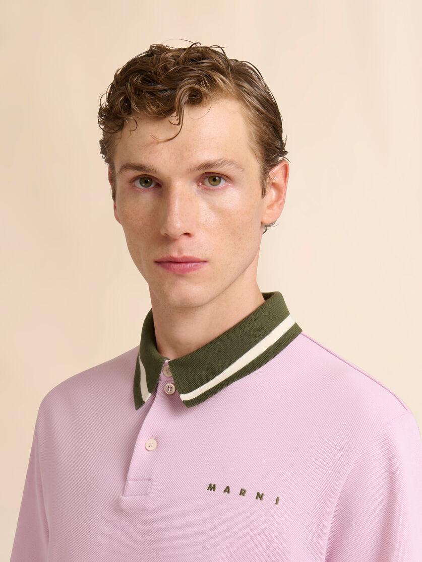 Stutterheim X Marni Pink Piqué Polo Shirt With Striped Collar