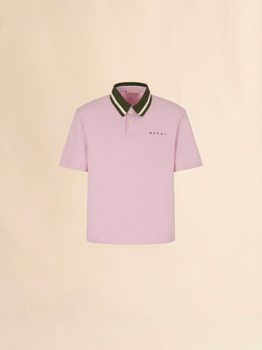 stutterheim x marni Pink piqué polo shirt with striped collar