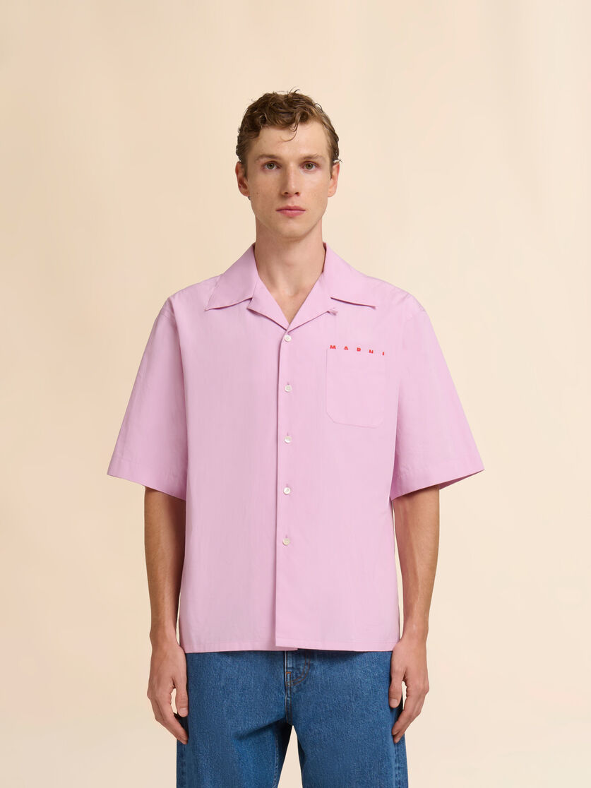 Stutterheim X Marni Pink Poplin Bowling Shirt With Peeping Marni Logo