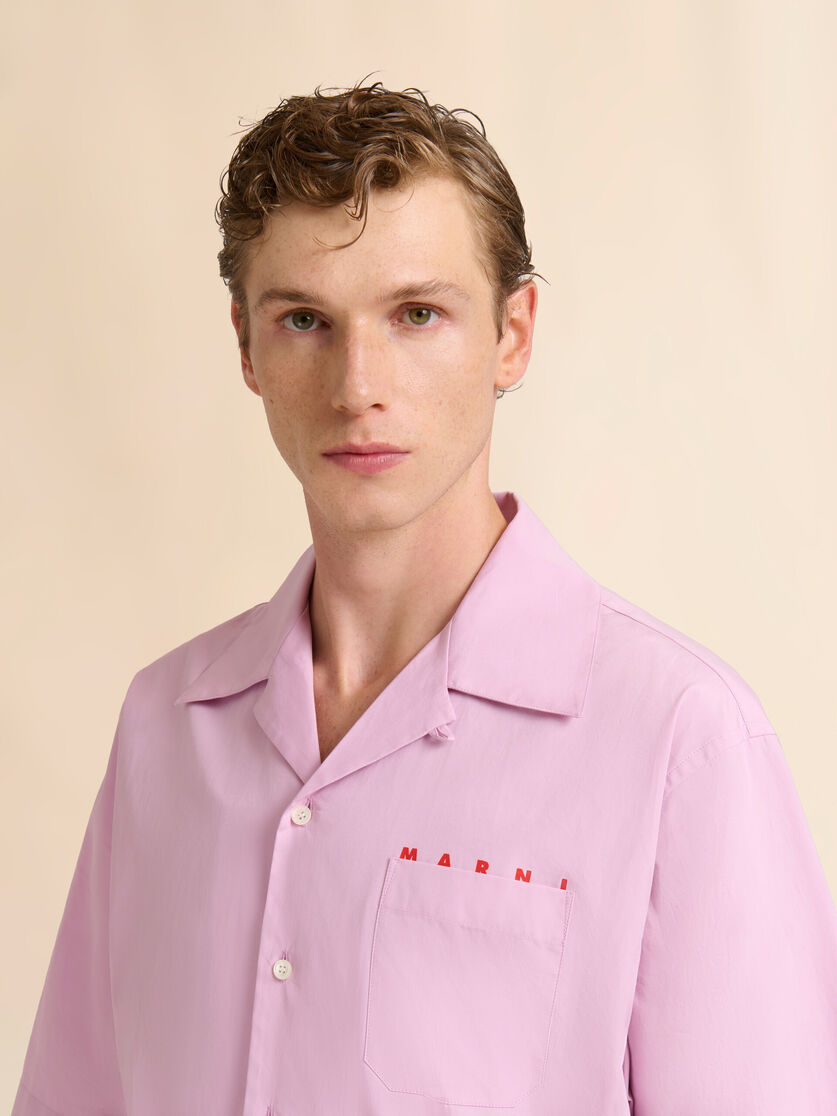 Stutterheim X Marni Pink Poplin Bowling Shirt With Peeping Marni Logo