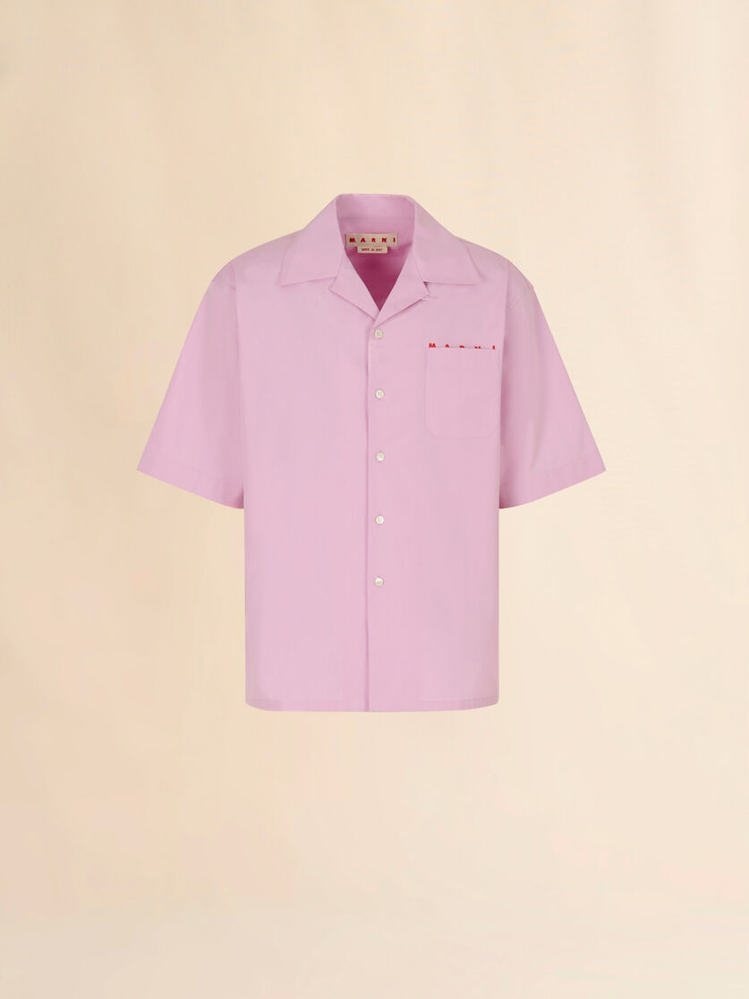 stutterheim x marni Pink poplin bowling shirt with peeping Marni logo