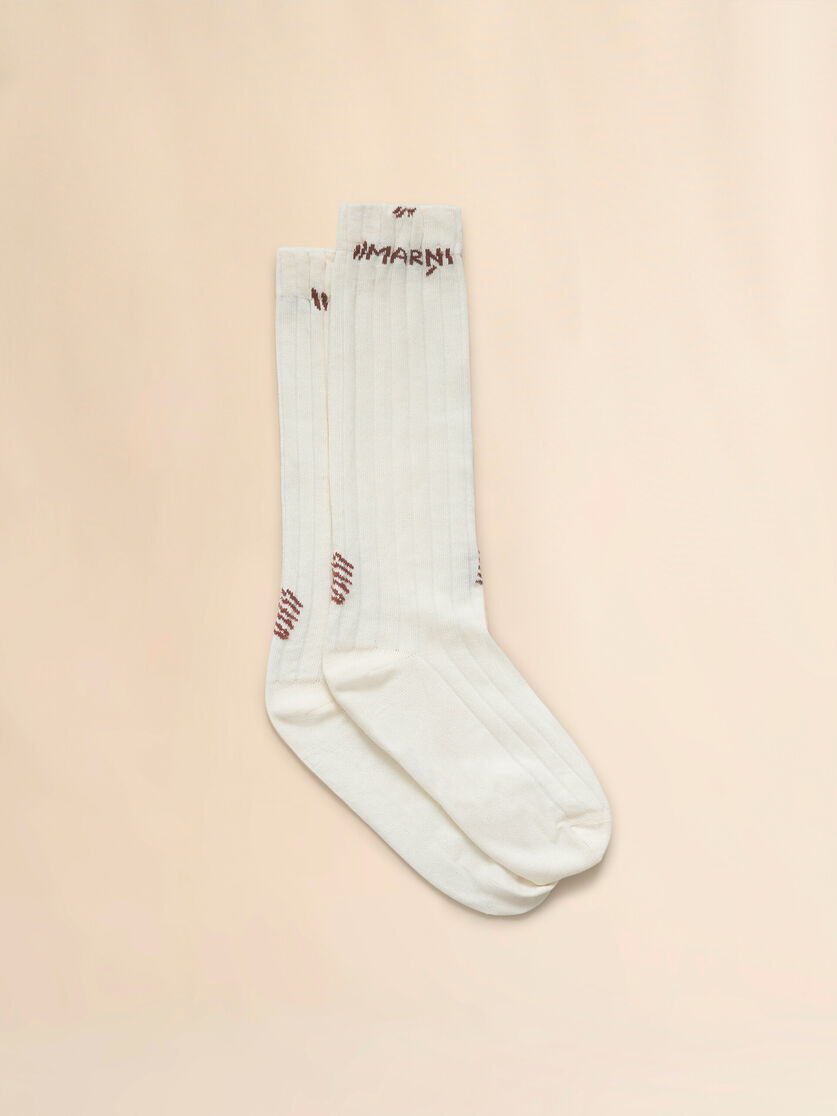 stutterheim x marni Pink ribbed cotton socks with Marni Mending
