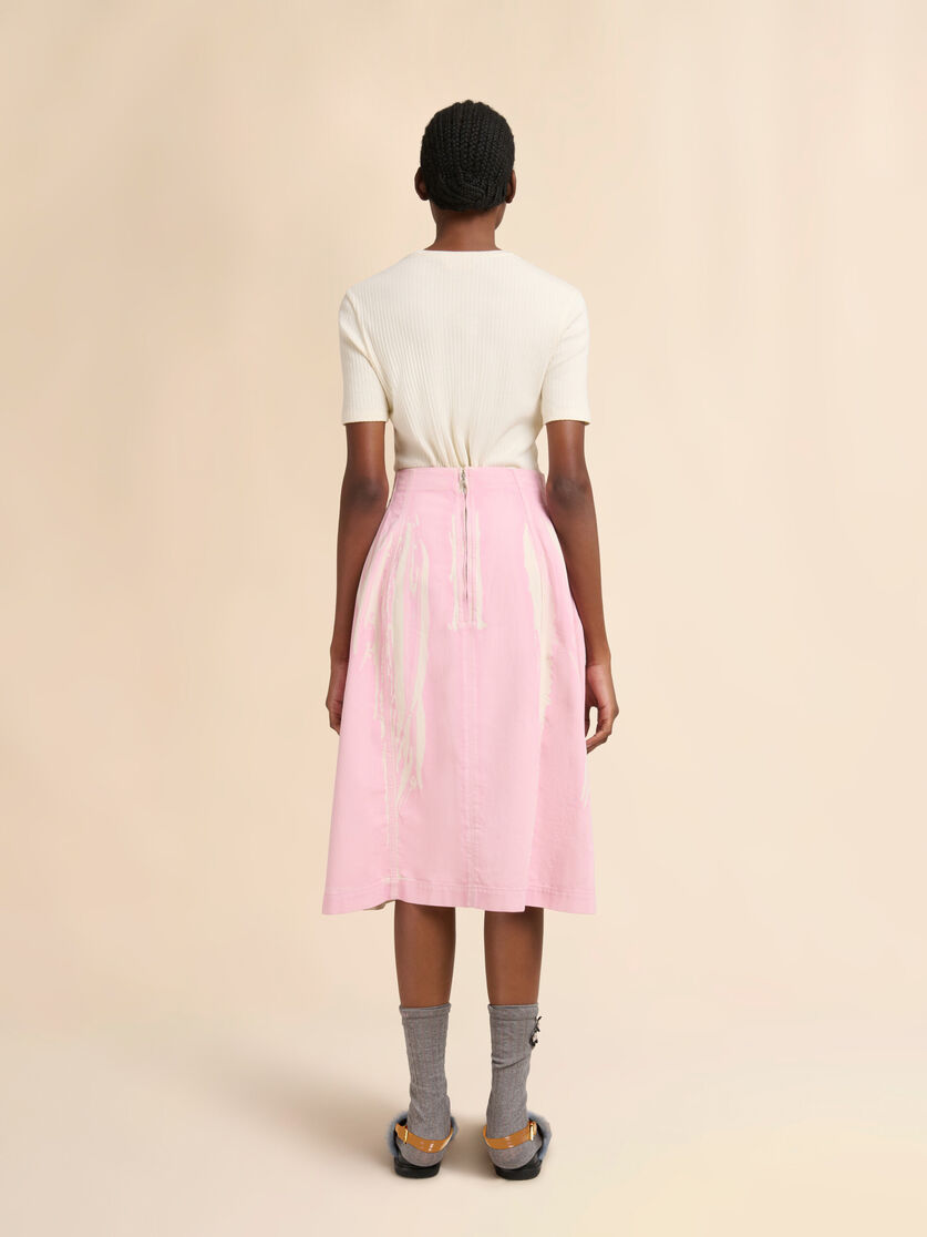Stutterheim X Marni Pink Screen-printed Denim Flared Skirt