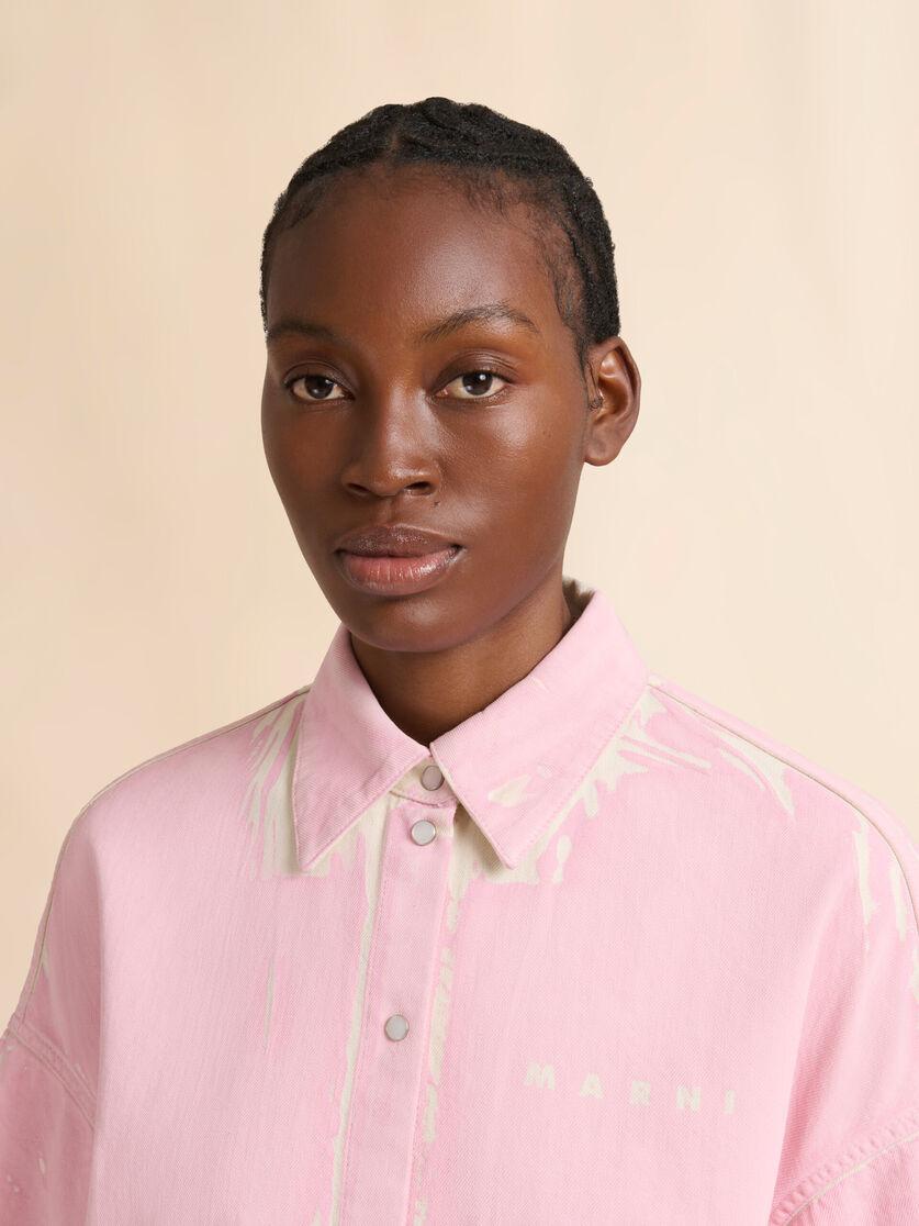 Stutterheim X Marni Pink Screen-printed Denim Shirt