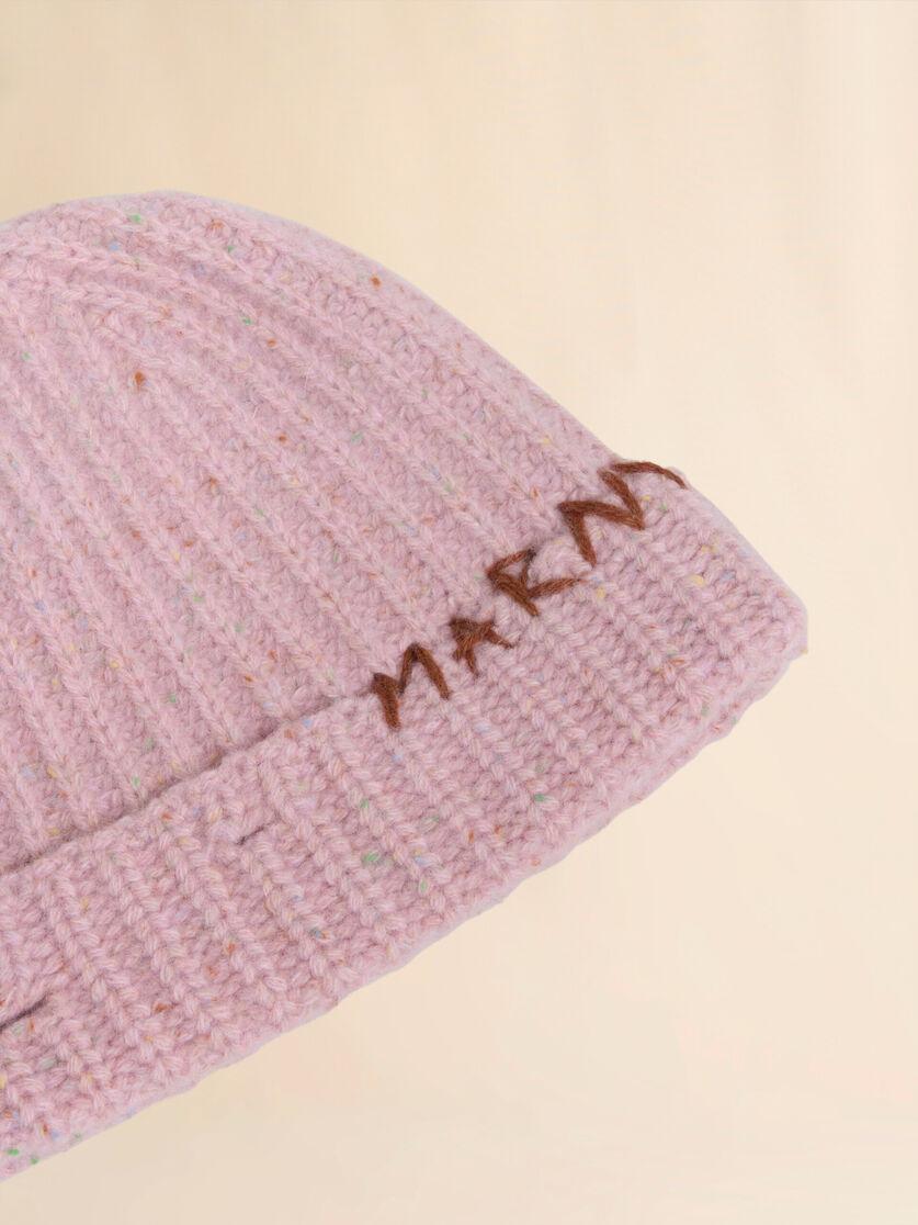 Stutterheim X Marni Pink Shetland Wool Beanie With Marni Mending
