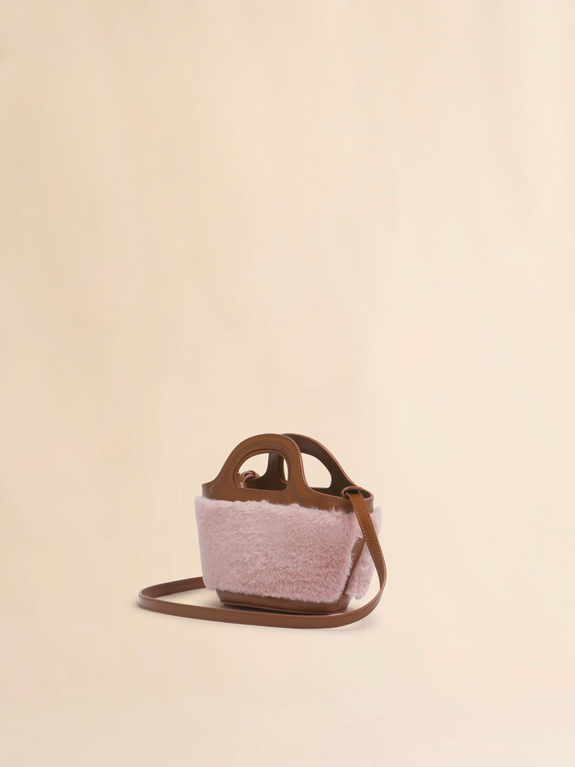 Stutterheim X Marni Pink Tropicalia Micro Bag With Faux Fur Trim