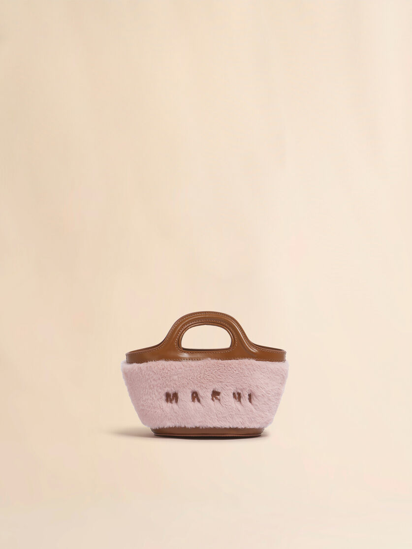 stutterheim x marni Pink Tropicalia micro bag with faux fur trim