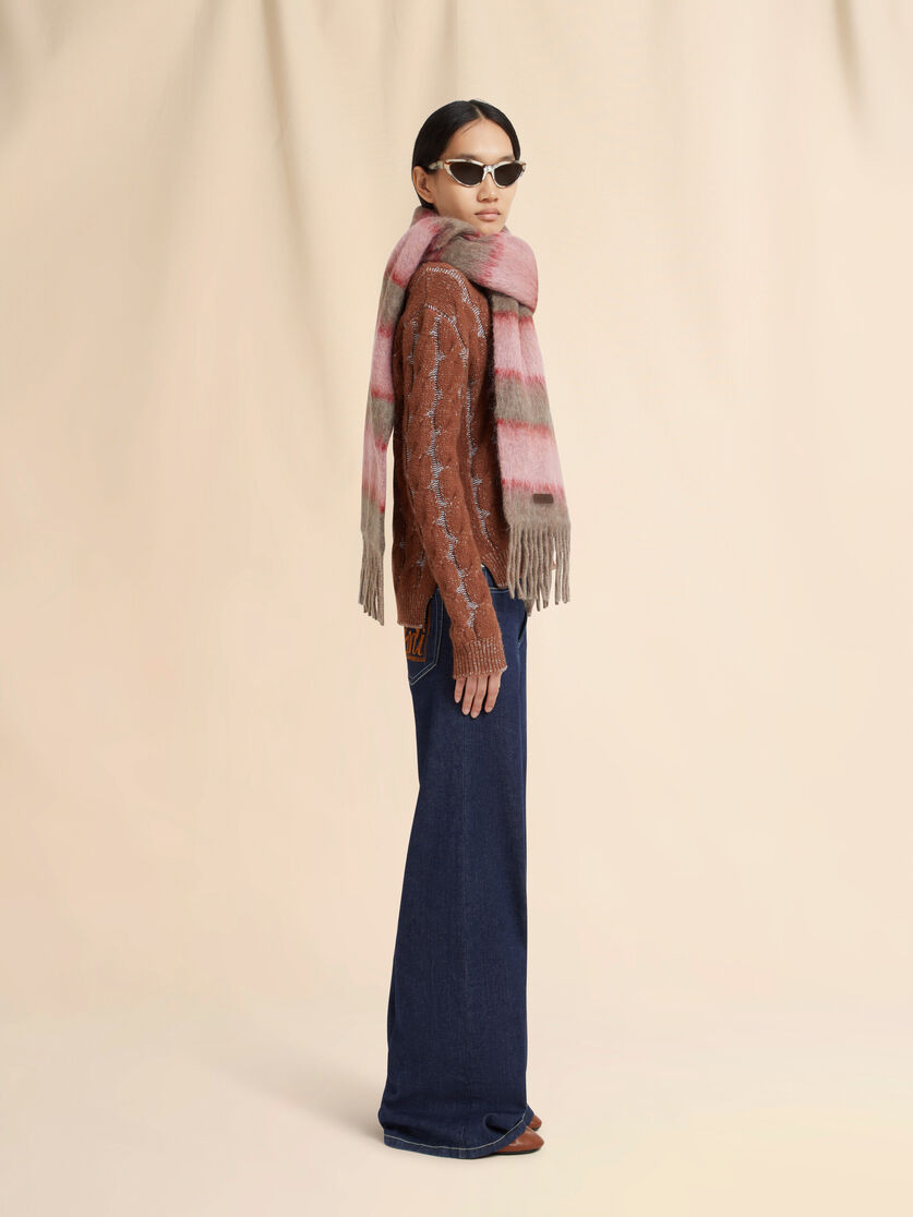 Stutterheim X Marni Pink Wool-blend Scarf With Striped Pattern