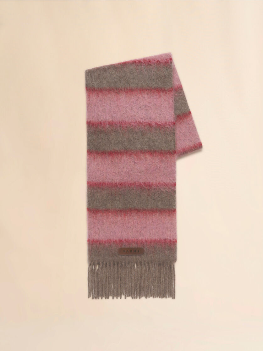 stutterheim x marni Pink wool-blend scarf with striped pattern