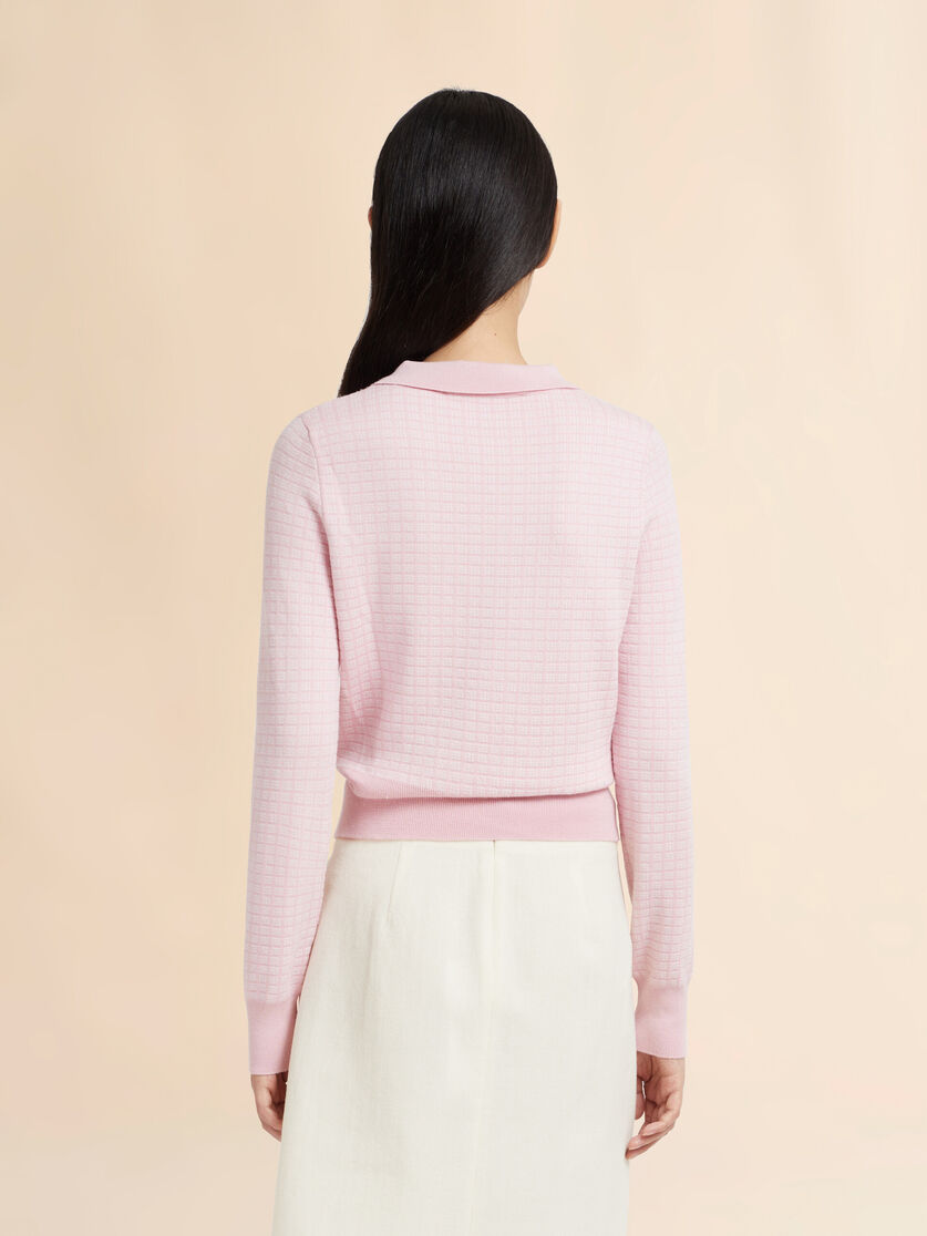 Stutterheim X Marni Pink Wool-silk Polo Shirt With Jacquard Check