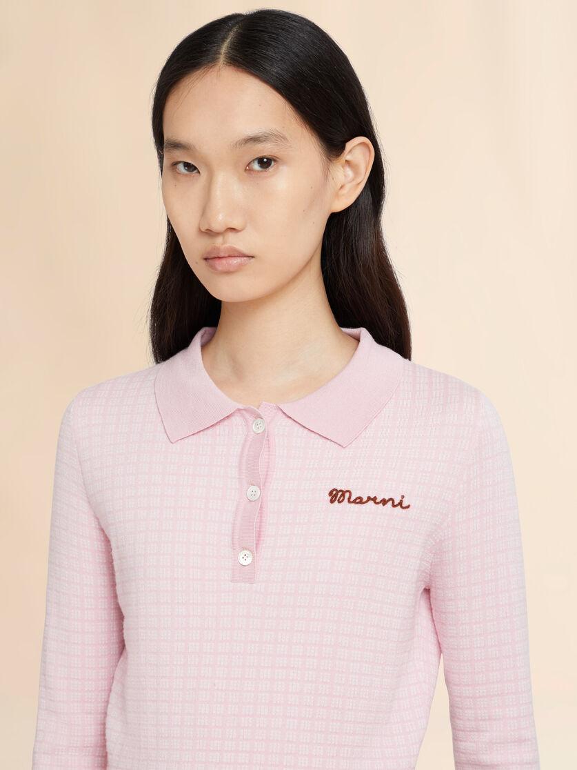 Stutterheim X Marni Pink Wool-silk Polo Shirt With Jacquard Check