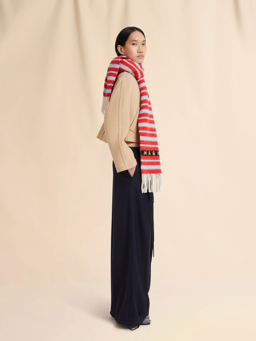 Stutterheim X Marni Red Alpaca And Wool Scarf With Striped Pattern
